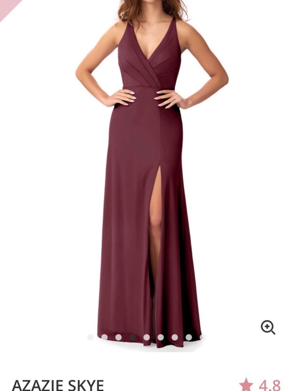 Azazie Skye Burgundy V‑Neck Maxi Dress with Side Slit